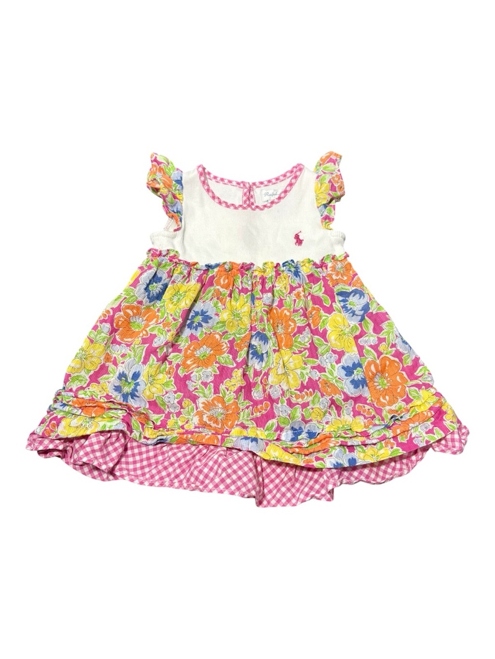 RALPH LAUREN Baby Girl Floral Gingham Dress